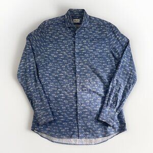 Stenstroms Shirt Men’s 42 / 16,5 Retro Cars AOP Blue Slimline Button Up Shirt